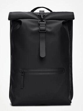 NWT RAINS Rolltop Rucksack Backpack – Black